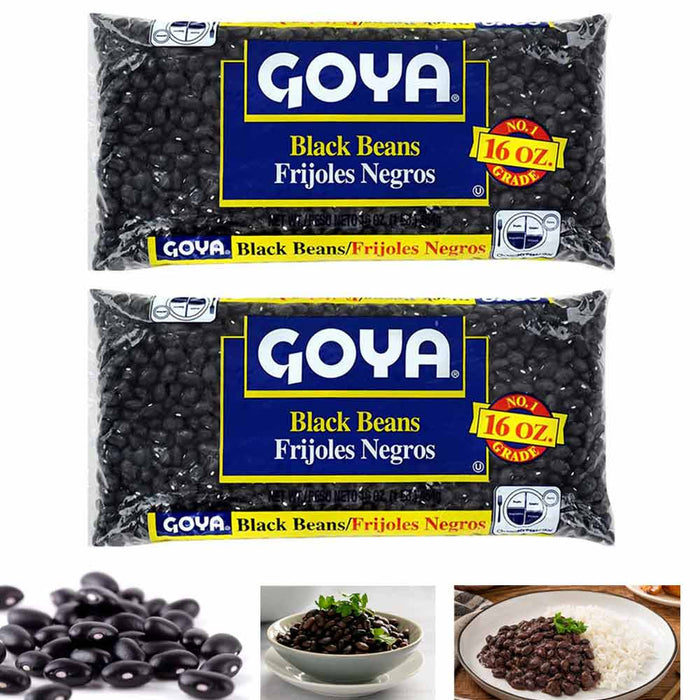 2 Bags Goya Black Beans Dry Food Frijoles Negros Protein Fiber 32 Ounce 2 Pounds