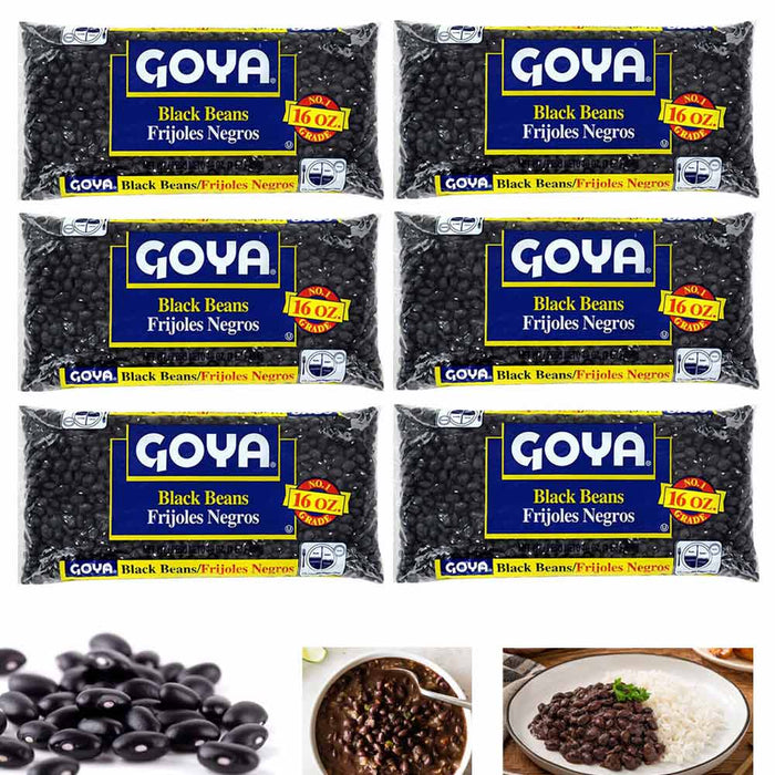 6 Pack Dry Black Beans Goya Foods Frijoles Negros Rich In Protein Fiber 6 Pounds