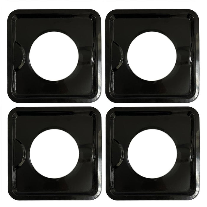 4 Pk Drip Pan Black Square 7.5" Gas Burner Bib Liners Covers Reusable Heavy Duty