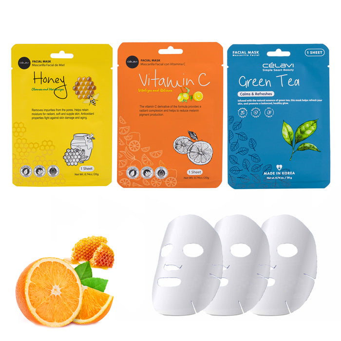 3 Pack Facial Masks Hydrating Face Skin Care Beauty Treatment Moisturizing Spa