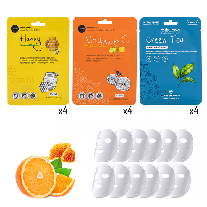 12 Count Hydrating Facial Masks Face Skin Care Moisturizing Spa Beauty Treatment