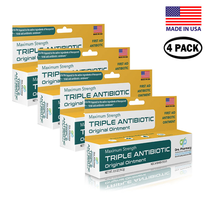 4 Pk First Aid Triple Antibiotic Ointment Maximum Strength Infection Prevention