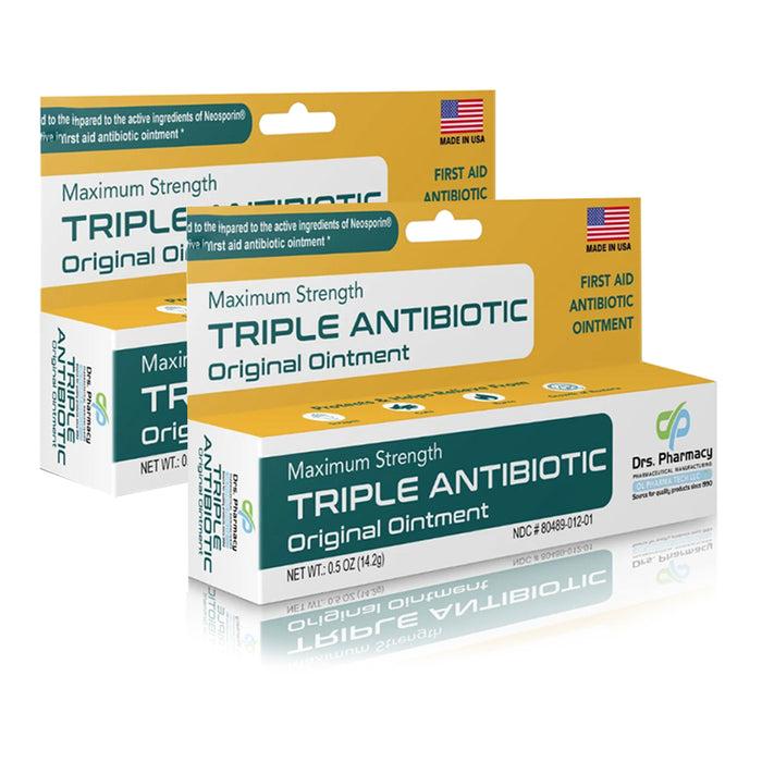 2 Maximum Strength Triple Antibiotic Ointment Pain Relief First Aid USA Made