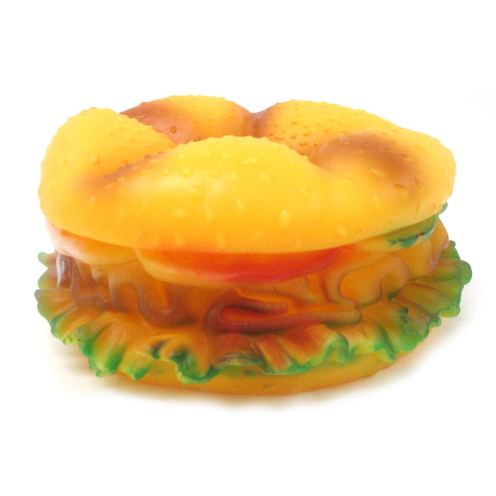 Dog Chew Toy Hamburger Squeaky Fun Pet Puppy Teeth Rubber Sound Squeeze Gift