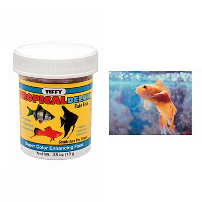 Tropical Deluxe Fish Flake Food Enhance Protein Vitamins Diet Aquatic Aquarium