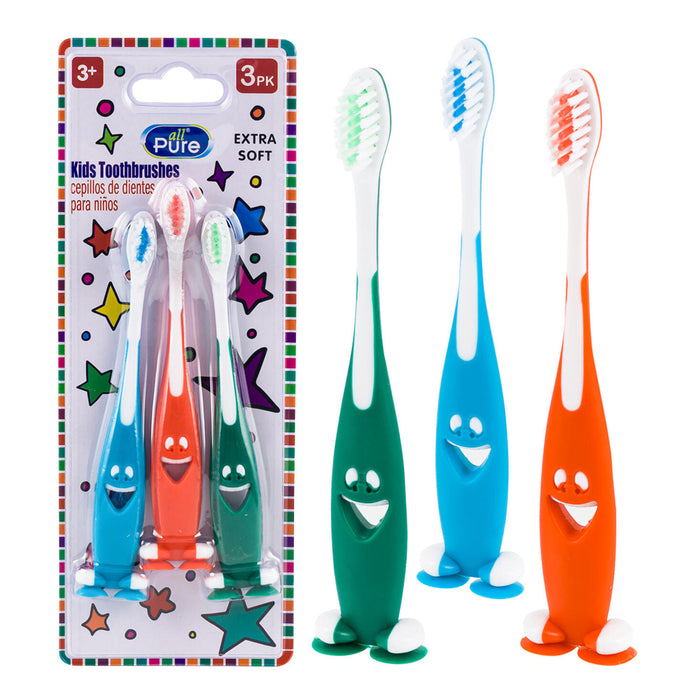 12 Smiley Happy Toothbrush Suction Cup Stand Soft Bristles Kid Toddler Oral Care