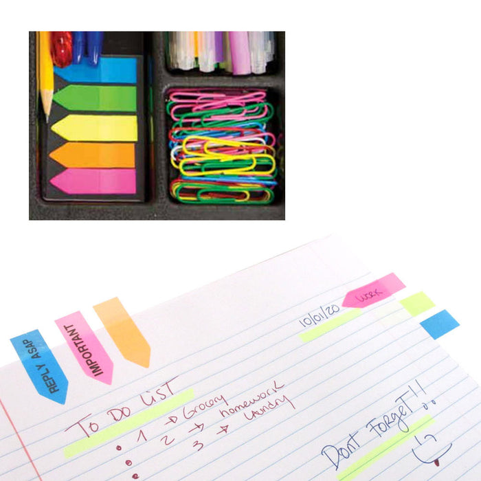 410 Pcs Stick On Flags Arrow Page Marker Index Tab Sticky Bookmark Neon Colors