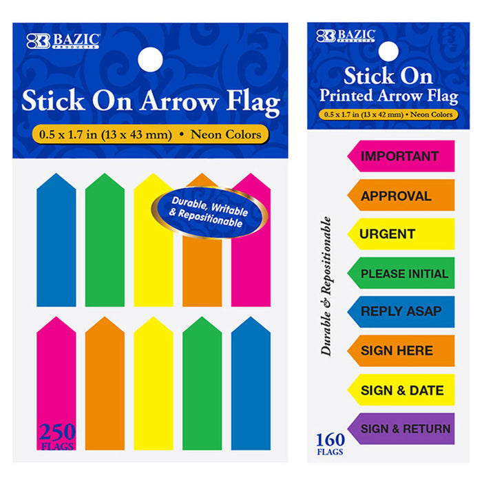 410 Pcs Stick On Flags Arrow Page Marker Index Tab Sticky Bookmark Neon Colors