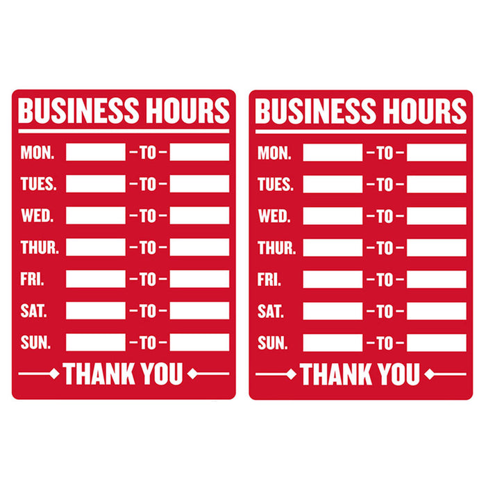 2Pc Open Closed Business Hours Sign Mon Sun Times Store Office Cling Window 9x12