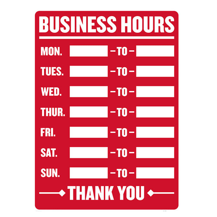 Business Hours Sign Open Mon Sun Closed Times Store Office Cling Window 9x12 New