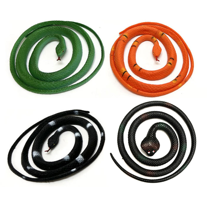 4 Plastic Snakes Toy Realistic Rubber Snake Fake Reptile Prank Keep Birds Away