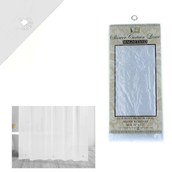 Shower Curtain Liner Vinyl Magnetic Hotel Quality Bath White 70x72