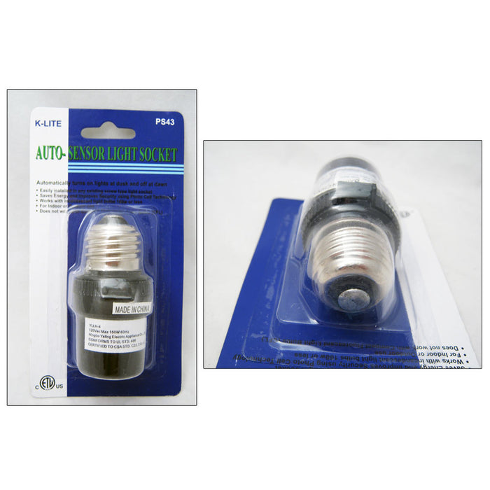 Auto Sensor Dusk To Dawn Photocell Light Control Screw In Bulb Socket Black !