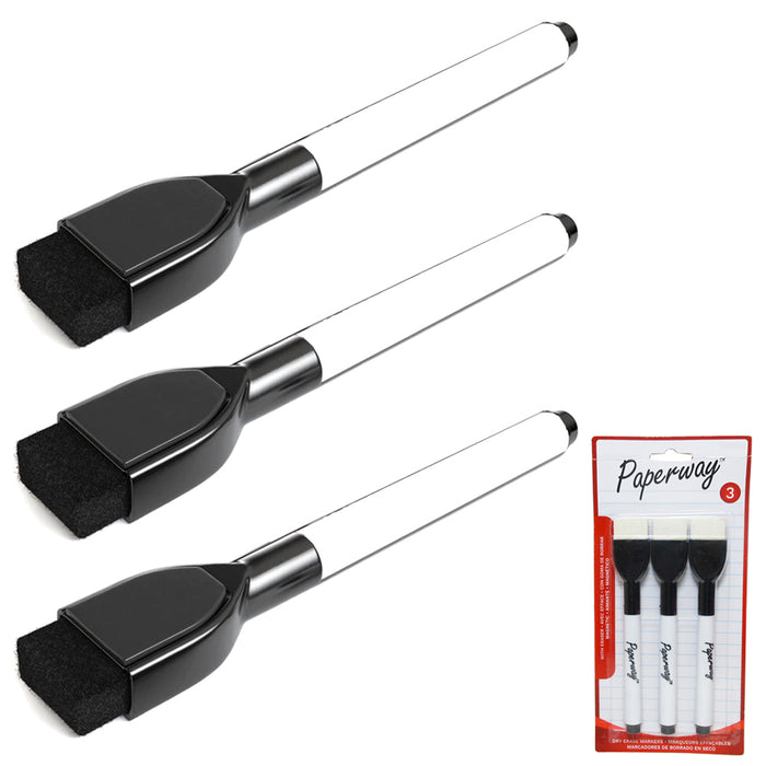 3 Magnetic White Board Dry Erase Markers Eraser Black Pen Calendar Office School