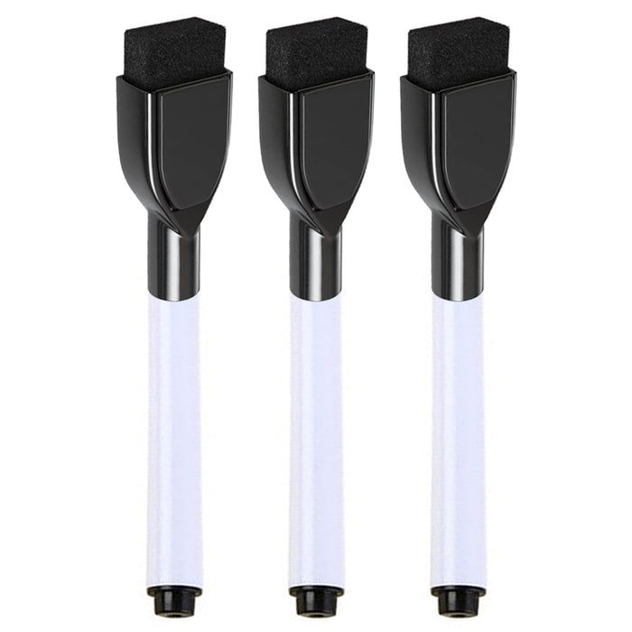 3 Magnetic White Board Dry Erase Markers Eraser Black Pen Calendar Office School