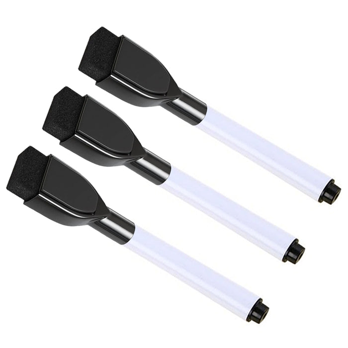3 Magnetic White Board Dry Erase Markers Eraser Black Pen Calendar Office School