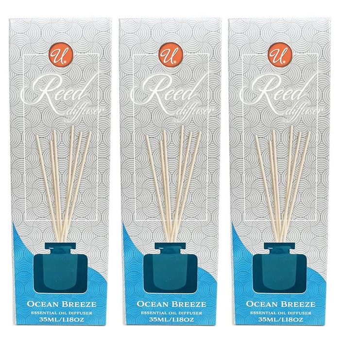 3 Ocean Breeze Reed Diffusers Stick Essential Oil Air Diffuser Home Office Decor
