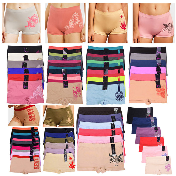6 Sexy Love Seamless Boyshort Panties Women Underwear Briefs Boy Shorts One Size