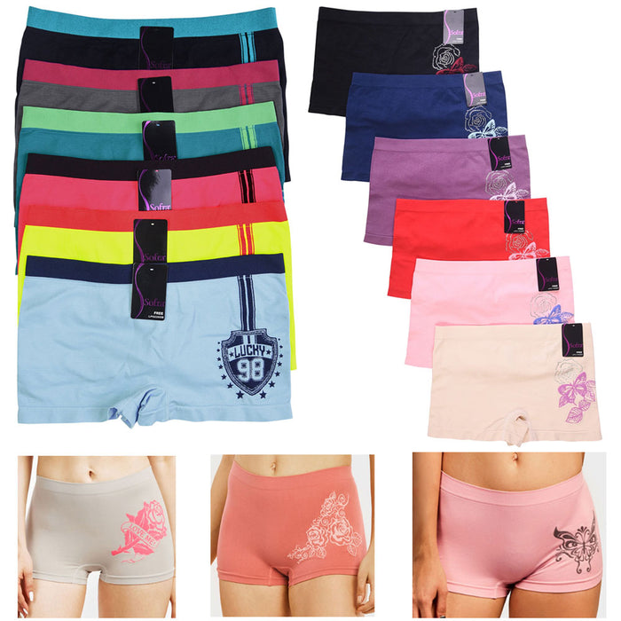 6 Sexy Love Seamless Boyshort Panties Underwear Women Briefs Boy Shorts One Size