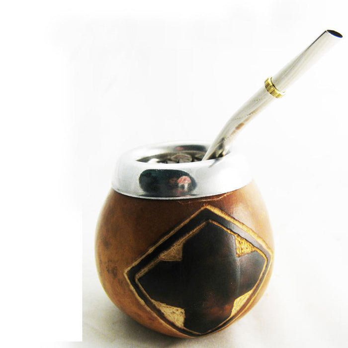 Mate Gourd Cup Yerba with Bombilla Straw Kit Artisan Handmade Argentina Gaucho