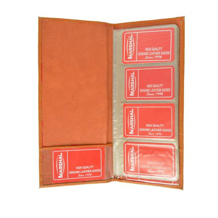 Genuine Leather Business Card Holder Book Organizer Case 160 Tan Orange Office