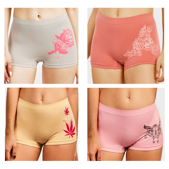 6 Sexy Love Seamless Boyshort Panties Underwear Women Briefs Boy Shorts One Size