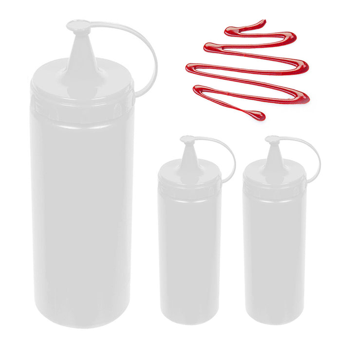3 Pack 13oz Condiment Squeeze Bottles Sauce Oil Syrup Dressing Squirt Bottle Cap