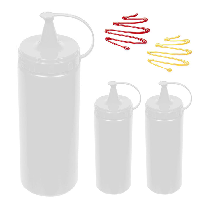 3 Pack 13oz Condiment Squeeze Bottles Sauce Oil Syrup Dressing Squirt Bottle Cap
