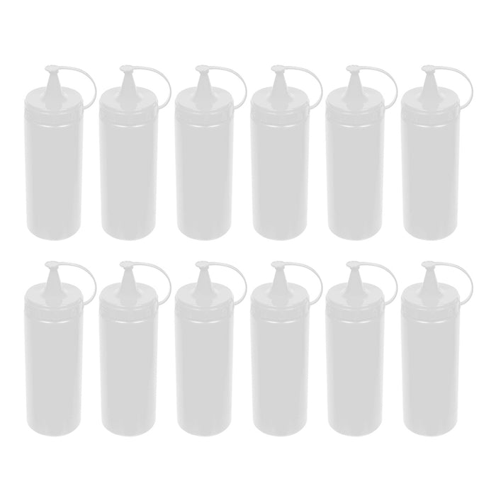 12 Pack Plastic Squeeze Bottles Sauces Wide Mouth Clear 13oz Cap Food Condiment