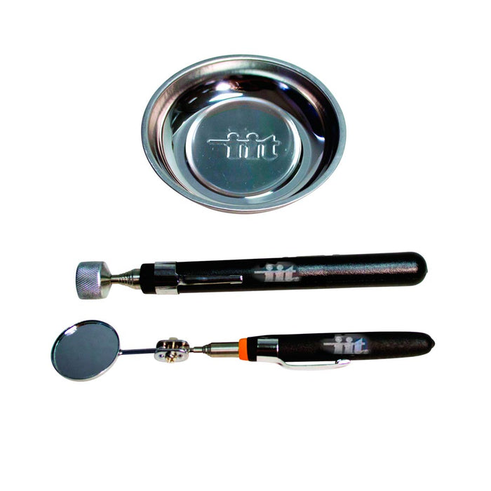 Telescoping Magnetic Pick Up Tool 3-Piece Set Adjustable Inspection Mirror Tray