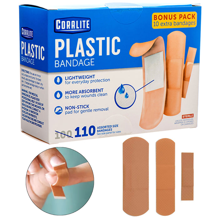 110 Assorted Sterile Adhesive Bandages Non-Stick Pad Water Resistant First Aid