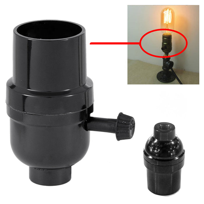 2 Pc Screw In Light Bulb Lamp Socket Base Holder Rotary On Off Switch Phenolic