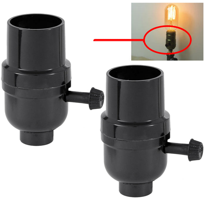 2 Pc Screw In Light Bulb Lamp Socket Base Holder Rotary On Off Switch Phenolic