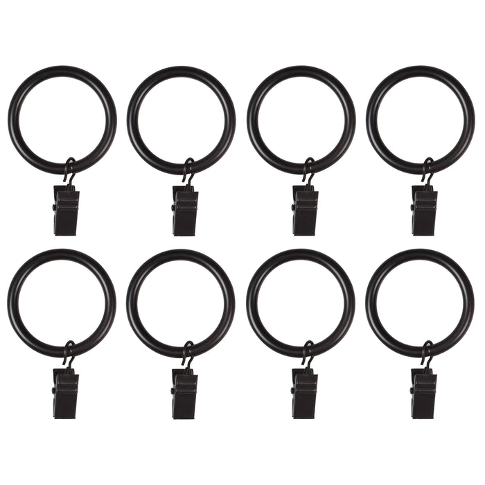 16 X Curtain Pole Rod Voile Clips Rings Metal Hanging Hooks Drapery Black 1.57"