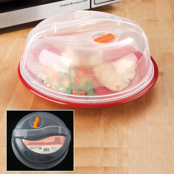 Clear Plastic Microwave Plate Cover – 10.25 Inch Splatter Lid With Steam Vent