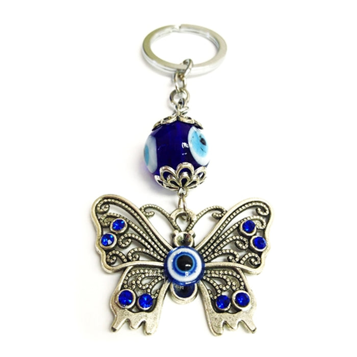 1 Butterfly Key Chain Blue Evil Eye Hamsa Nazar Charm Amulet Lucky Protection