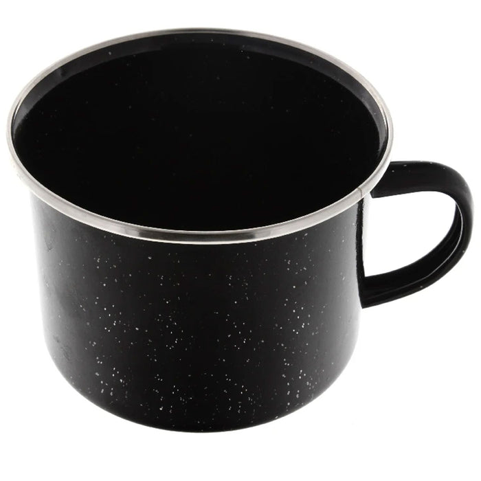 1 Black Enamel Cup Mug Metal Camping Drinking Coffee Bear Tea Hiking Travel 16oz