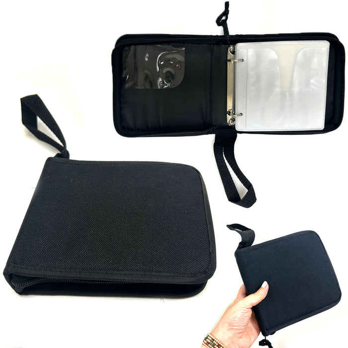 2 Black CD Case 24 Capacity DVD Media Storage Zipper Protective Disc Holder Book
