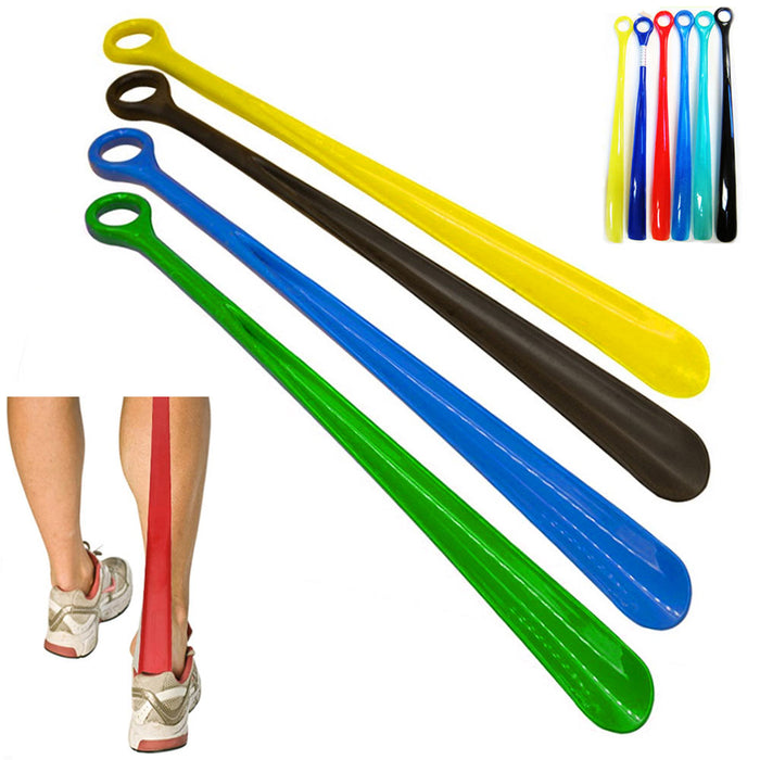 4 PC Plastic Shoehorns Large Sturdy Flexible Shoe Horn Handle 18.5" Extra Long