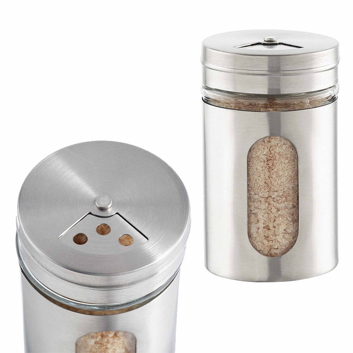 4 Salt Stainless Steel Shakers Pepper Spice Metal Dispenser Containers Jar Sift