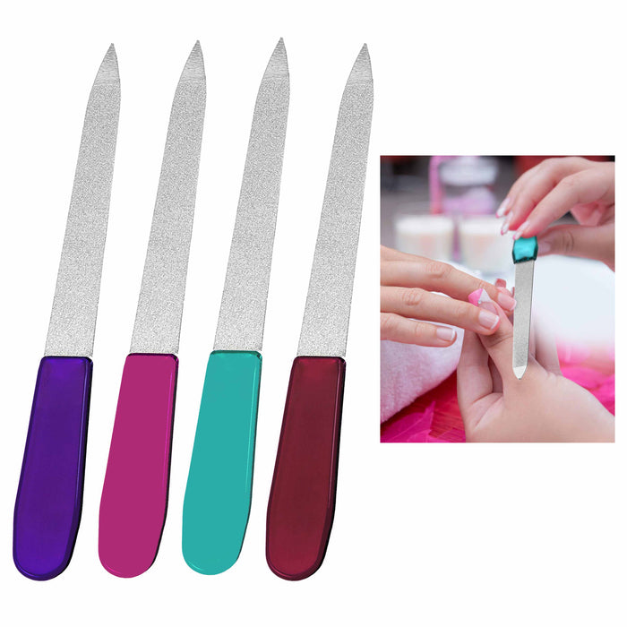 6 Pc Sapphire Nail Files Metal Stainless Steel Dual Sided Manicure Emery Boards
