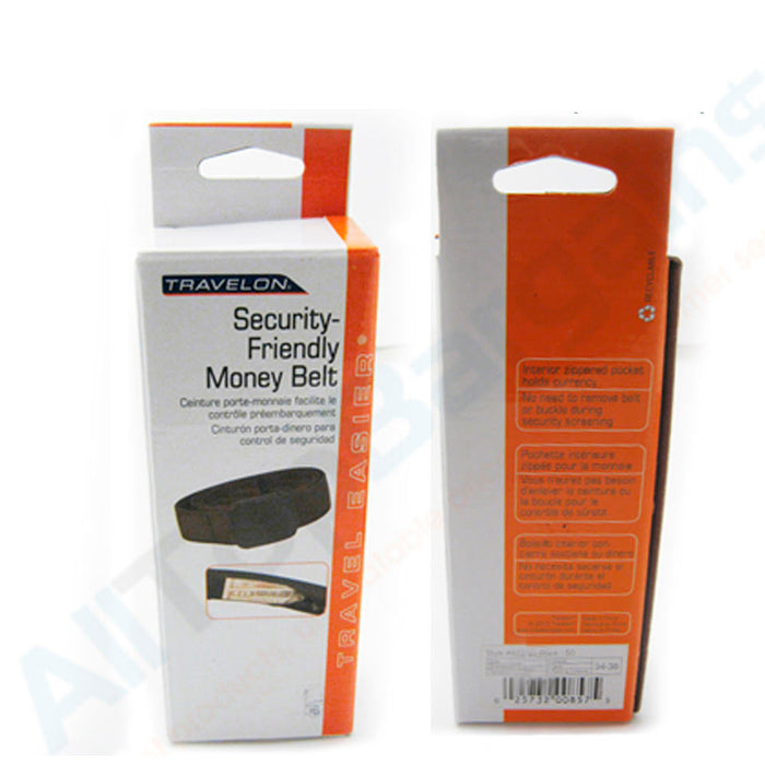 Travelon Security Friendly Money Belt Black XL 42"-44" Travel Secure Wallet Id