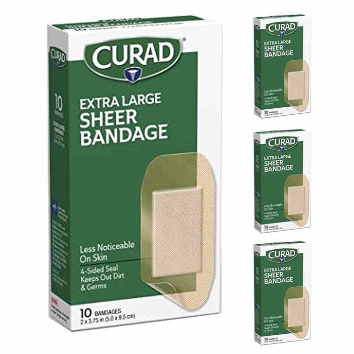 40 Ct Extra Large Sheer Bandages Heal Wounds Cut Latex Free Adhesive 3.75"