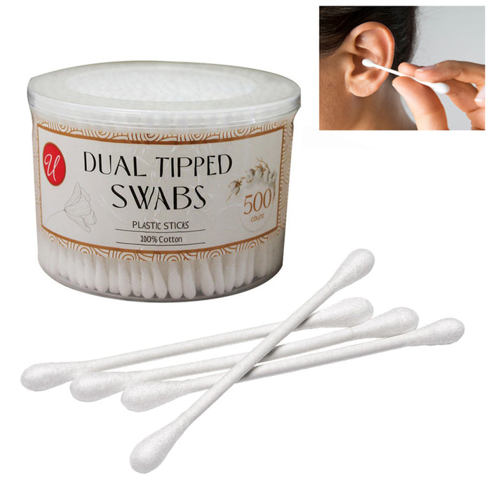 500ct Cotton Swabs Double Round Tipped Applicator Q Tip Safety Ear Wax Remover