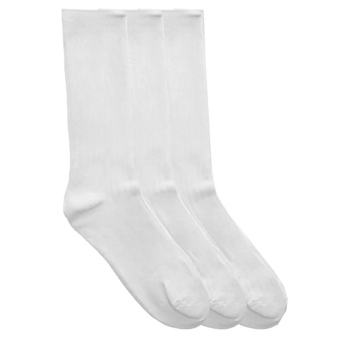 3 Pairs Men's Dress Socks Thin Cotton Casual Fashion Crew Mid Calf White 10-13