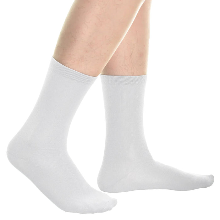 3 Pairs Men's Dress Socks Thin Cotton Casual Fashion Crew Mid Calf White 10-13