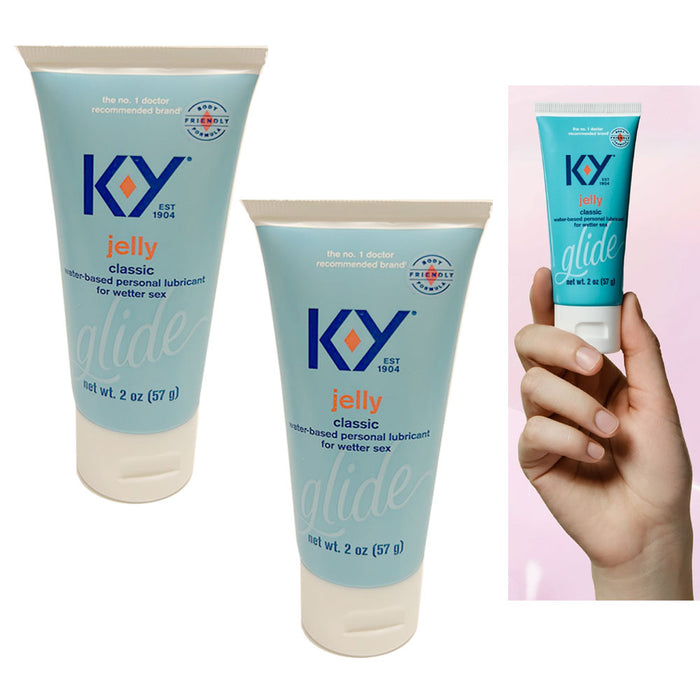 2 K-Y Jelly Glide Personal Lubricant Lube Water Base W Latex Condom 2oz Exp10/24