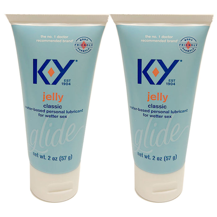2 K-Y Jelly Glide Personal Lubricant Lube Water Base W Latex Condom 2oz Exp10/24
