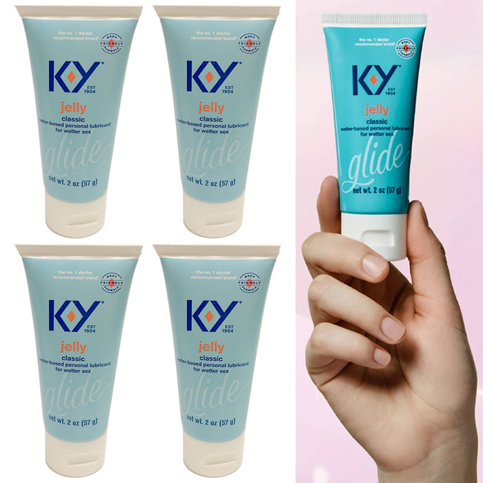4 K-Y Jelly Water Based Personal Lubricant Latex Condoms Glide Lube 2oz Exp10-24