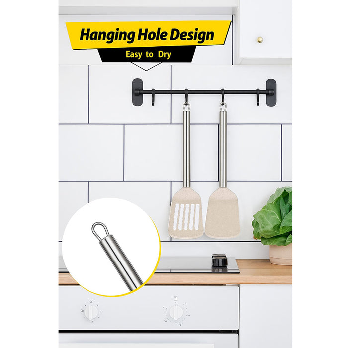 2 Solid Turner Non Stick Slotted Kitchen Spatula Stainless Steel Fish Eggs Cook